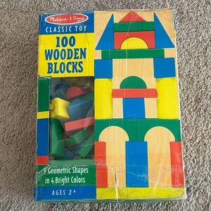 Melissa & Doug Wooden Building Blocks Set - Red, Blue, Green, Yellow